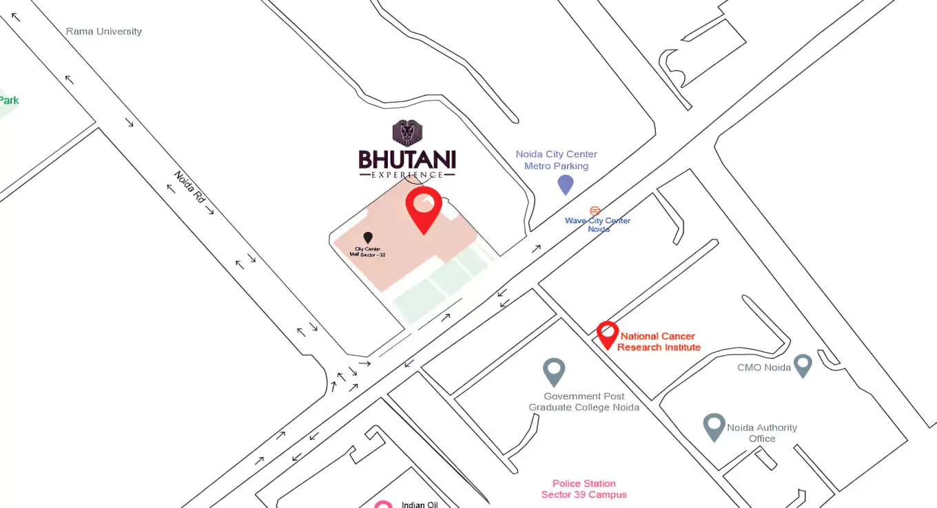 Bhutani city center 32 location map