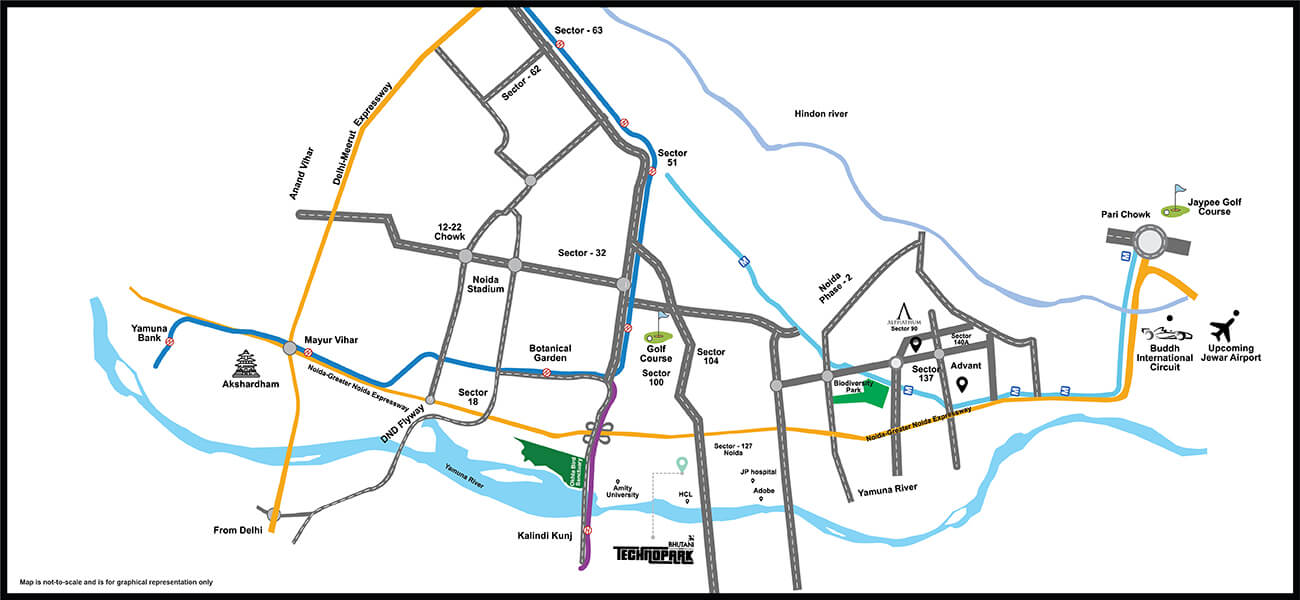 Bhutani Technopark location map